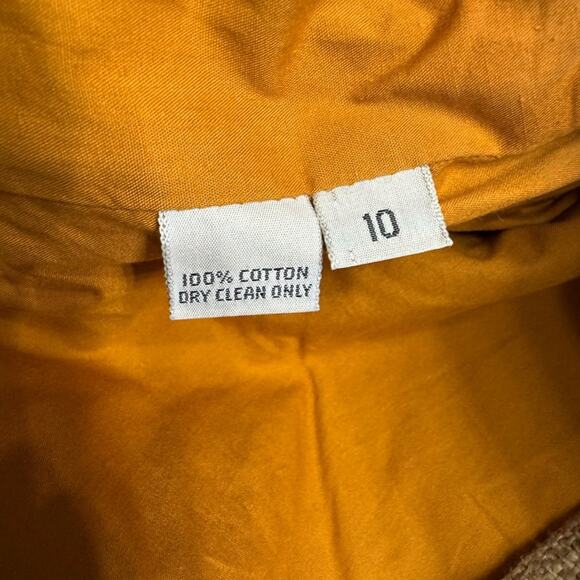 Vintage Liz Claiborne Burlap Cotton Faux Leather Trim Blazer Jacket Size 10 - Picture 4 of 6